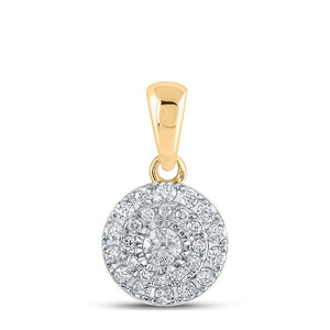 Diamond Cluster Pendant | 10kt Yellow Gold Womens Round Diamond Cluster Pendant 1/4 Cttw | Splendid Jewellery GND