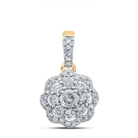 Radiant Love: 10kt Yellow Gold Diamond Cluster Pendant product  Top View from Splendid Jewellery