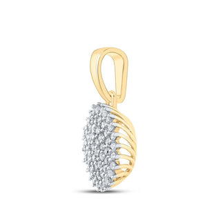 Diamond Cluster Pendant | 10kt Yellow Gold Womens Round Diamond Cluster Pendant 1/5 Cttw | Splendid Jewellery GND