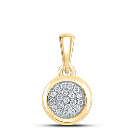 Radiant Elegance: 10kt Yellow Gold Womens Round Diamond Cluster Pendant 1/6 Cttw product  Top View from Splendid Jewellery