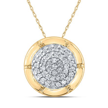 Load image into Gallery viewer, Radiant Brilliance: 10kt Yellow Gold Diamond Cluster Pendant product  Top View from Splendid Jewellery
