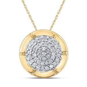 Diamond Cluster Pendant | 10kt Yellow Gold Womens Round Diamond Cluster Pendant 1/6 Cttw | Splendid Jewellery GND