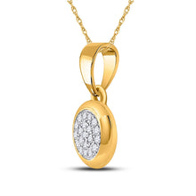 Load image into Gallery viewer, Radiant Elegance: 10kt Yellow Gold Womens Round Diamond Cluster Pendant 1/6 Cttw product Side View from Splendid Jewellery
