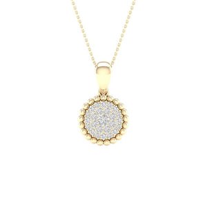 Diamond Cluster Pendant | 10kt Yellow Gold Womens Round Diamond Cluster Pendant 1/6 Cttw | Splendid Jewellery GND