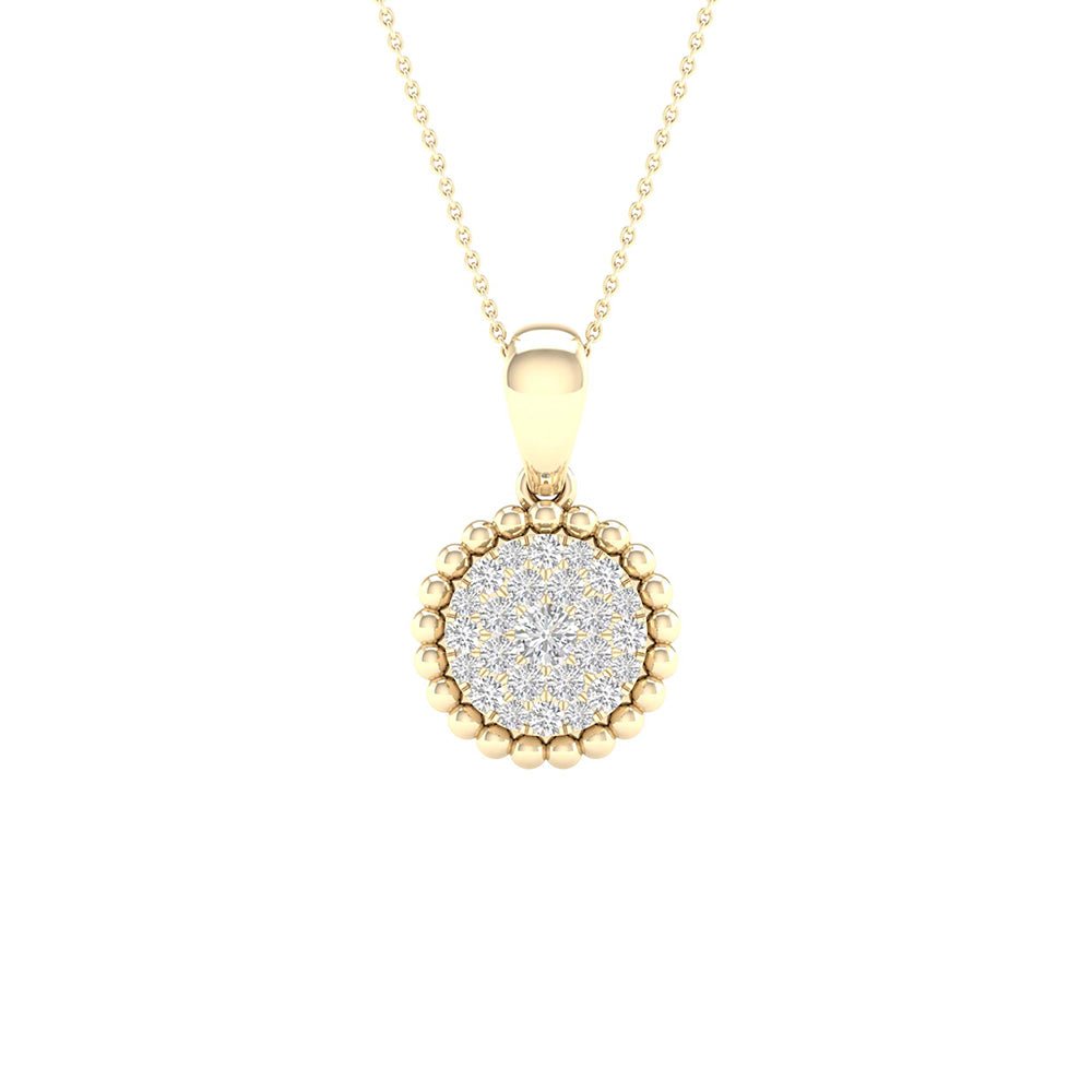 Diamond Cluster Pendant | 10kt Yellow Gold Womens Round Diamond Cluster Pendant 1/6 Cttw | Splendid Jewellery GND