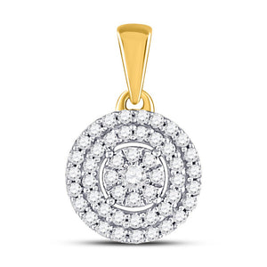 Diamond Cluster Pendant | 10kt Yellow Gold Womens Round Diamond Cluster Pendant 1/8 Cttw | Splendid Jewellery GND