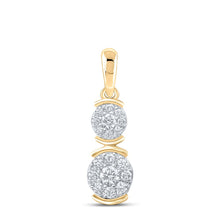 Load image into Gallery viewer, Radiant Elegance: 10kt Yellow Gold Womens Round Diamond Double Cluster Pendant product  Top View from Splendid Jewellery