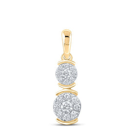Radiant Elegance: 10kt Yellow Gold Womens Round Diamond Double Cluster Pendant product  Top View from Splendid Jewellery