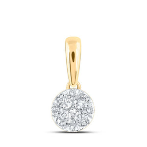 Diamond Cluster Pendant | 10kt Yellow Gold Womens Round Diamond Flower Cluster Pendant 1/4 Cttw | Splendid Jewellery GND