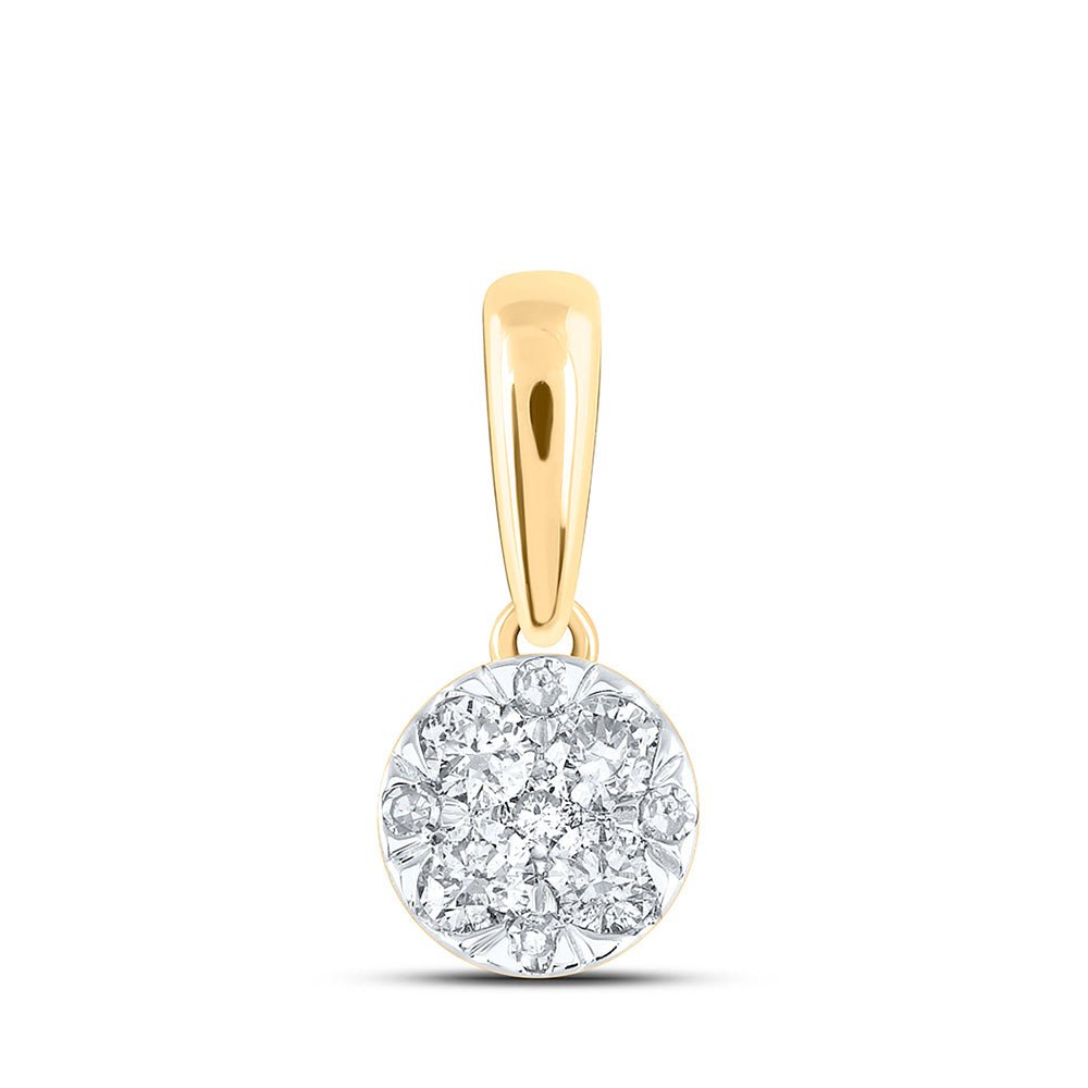 Diamond Cluster Pendant | 10kt Yellow Gold Womens Round Diamond Flower Cluster Pendant 1/4 Cttw | Splendid Jewellery GND