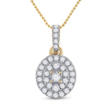 Load image into Gallery viewer, 10kt Yellow Gold Diamond Cluster Oval Pendant - Timeless Elegance and Dazzling Brilliance product  Top View from Splendid Jewellery