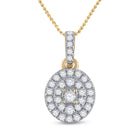 10kt Yellow Gold Diamond Cluster Oval Pendant - Timeless Elegance and Dazzling Brilliance product  Top View from Splendid Jewellery