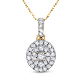 10kt Yellow Gold Diamond Cluster Oval Pendant - Timeless Elegance and Dazzling Brilliance product  Top View from Splendid Jewellery