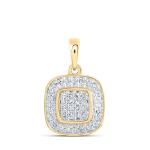 Diamond Cluster Pendant | 10kt Yellow Gold Womens Round Diamond Square Pendant 1/3 Cttw | Splendid Jewellery GND