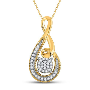 Diamond Cluster Pendant | 10kt Yellow Gold Womens Round Diamond Teardrop Cluster Pendant 1/10 Cttw | Splendid Jewellery GND