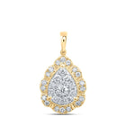 Captivating Brilliance: 10kt Yellow Gold Diamond Teardrop Pendant - Top View