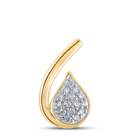 10kt Yellow Gold Diamond Teardrop Cluster Pendant - Top View