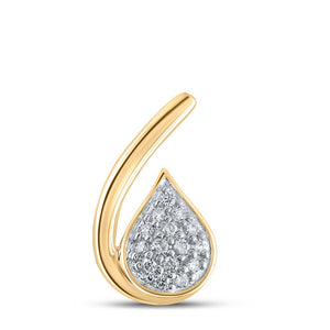 Diamond Cluster Pendant | 10kt Yellow Gold Womens Round Diamond Teardrop Pendant 1/10 Cttw | Splendid Jewellery GND