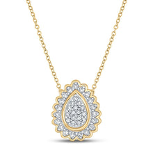 Load image into Gallery viewer, 10kt Yellow Gold Diamond Teardrop Cluster Pendant - A Captivating Elegance - Top View