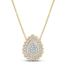 10kt Yellow Gold Diamond Teardrop Cluster Pendant - A Captivating Elegance - Top View