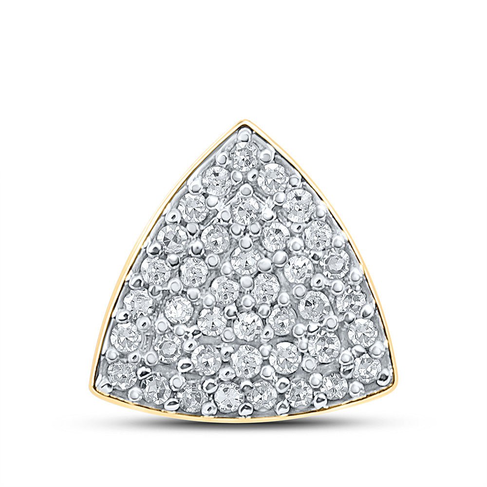 Diamond Cluster Pendant | 10kt Yellow Gold Womens Round Diamond Triangle Pendant 1/10 Cttw | Splendid Jewellery GND