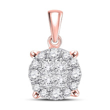 Load image into Gallery viewer, 14kt Rose Gold Princess Diamond Cluster Pendant: A Captivating Masterpiece - Top View