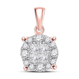 14kt Rose Gold Princess Diamond Cluster Pendant: A Captivating Masterpiece - Top View