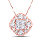 Radiant Rose Gold Princess Diamond Cluster Pendant - Top View