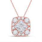 Enchanting Rose Gold Princess Diamond Square Pendant - Top View