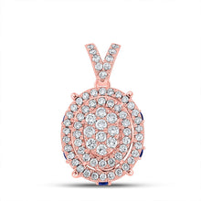 Load image into Gallery viewer, Enchanting Rose Gold Diamond and Blue Sapphire Cluster Pendant - Top View