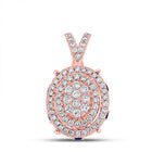 Enchanting Rose Gold Diamond and Blue Sapphire Cluster Pendant - Top View