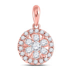 Captivating Rose Gold Diamond Blossom Pendant - Top View
