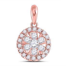 Captivating Rose Gold Diamond Blossom Pendant - Top View