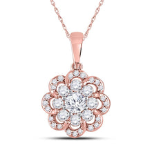 Load image into Gallery viewer, Romantic Rose Gold Diamond Flower Cluster Pendant - Top View