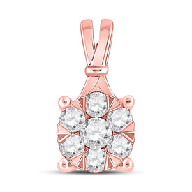 14kt Rose Gold Floral Brilliance Pendant - Top View