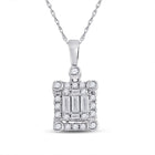 14kt White Gold Baguette Diamond Cluster Square Pendant - A Mesmerizing Masterpiece of Elegance - Top View