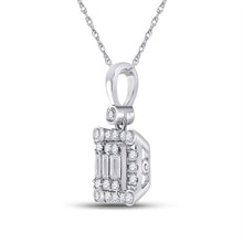 Load image into Gallery viewer, 14kt White Gold Baguette Diamond Cluster Square Pendant - A Mesmerizing Masterpiece of Elegance - Side View
