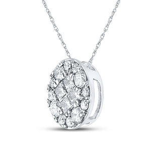 Diamond Cluster Pendant | 14kt White Gold Womens Princess Diamond Fashion Cluster Pendant 1/2 Cttw | Splendid Jewellery GND