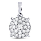 14kt White Gold Radiant Diamond Cluster Pendant - Top View
