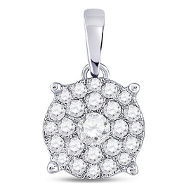 14kt White Gold Radiant Diamond Cluster Pendant - Top View