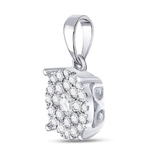 Load image into Gallery viewer, 14kt White Gold Radiant Diamond Cluster Pendant - Side View