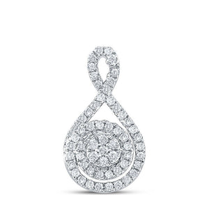 Diamond Cluster Pendant | 14kt White Gold Womens Round Diamond Cluster Pendant 1/4 Cttw | Splendid Jewellery GND
