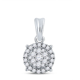 14kt White Gold Enchanting Diamond Halo Cluster Pendant - Top View