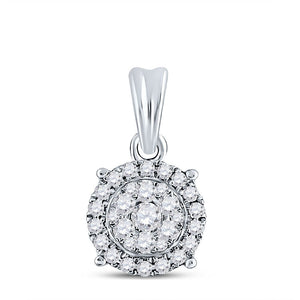 Diamond Cluster Pendant | 14kt White Gold Womens Round Diamond Halo Cluster Pendant 1/2 Cttw | Splendid Jewellery GND