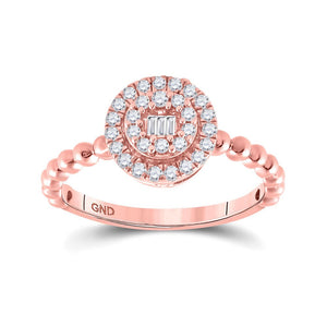 Diamond Cluster Ring | 10kt Rose Gold Womens Baguette Diamond Circle Cluster Ring 1/4 Cttw | Splendid Jewellery GND