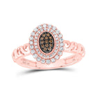 Captivating Rose Gold Brown Diamond Cluster Ring Top view from the 10Kt Rose Gold Womens Round Brown Diamond Oval Ring 1 4 Cttwpin230033 collection by Splendid Jewellery