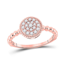 Rose Gold Diamond Beaded Circle Cluster Ring - A Mesmerizing Masterpiece of Elegance and Brilliance Top view from the 10Kt Rose Gold Womens Round Diamond Beaded Circle Cluster Ring 3 8 Cttwpin282755 collection by Splendid Jewellery
