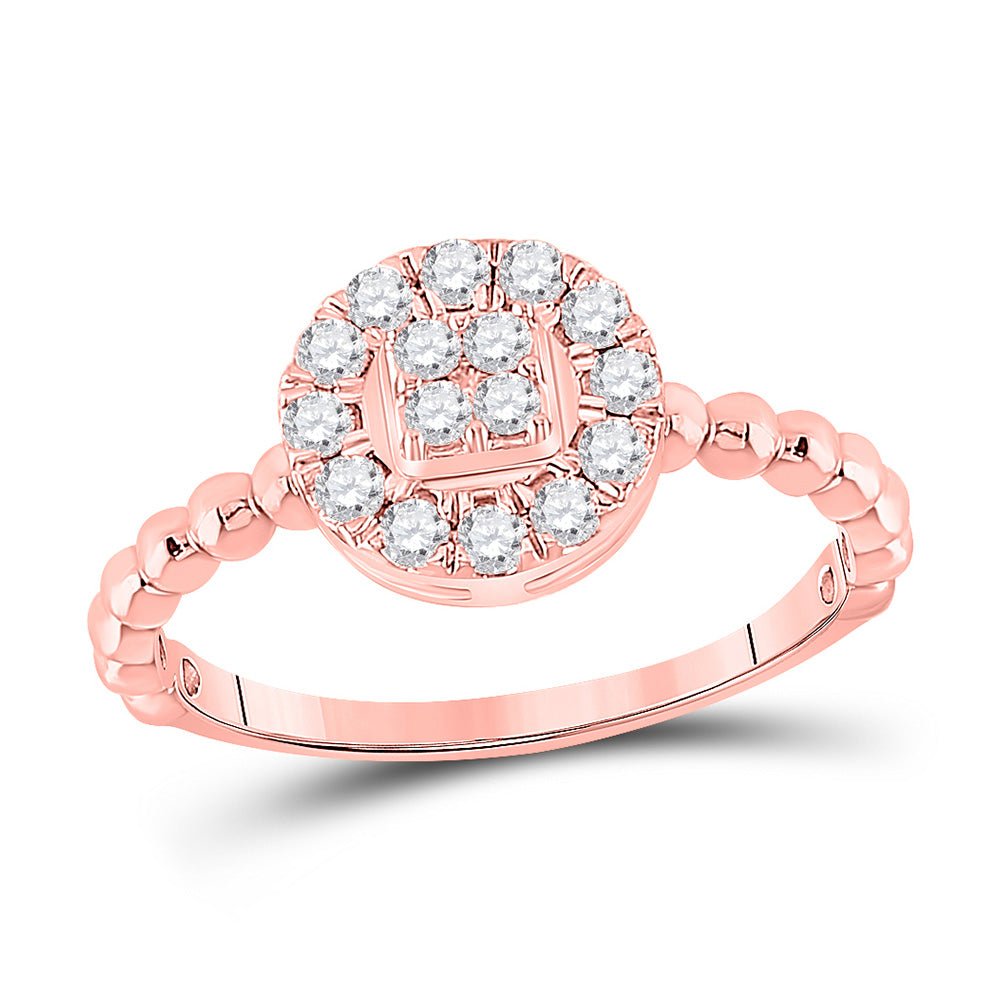 Diamond Cluster Ring | 10kt Rose Gold Womens Round Diamond Circle Cluster Ring 1/3 Cttw | Splendid Jewellery GND