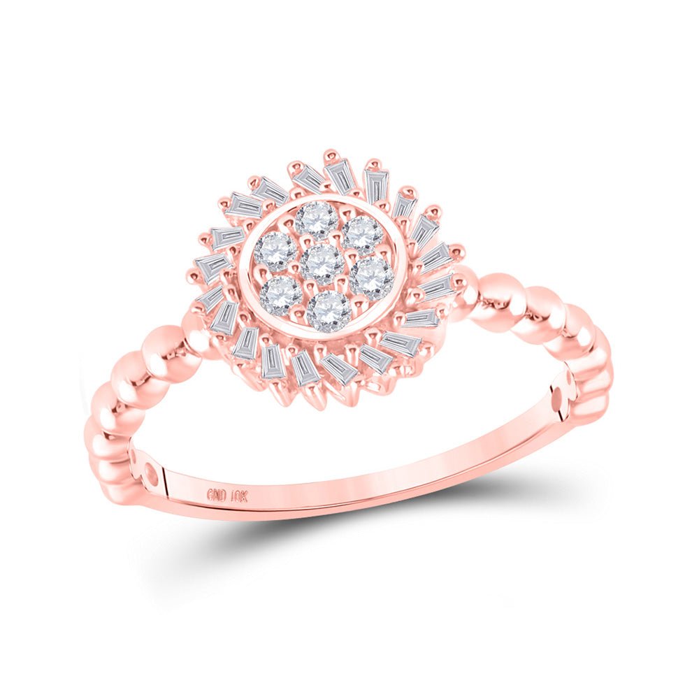 Diamond Cluster Ring | 10kt Rose Gold Womens Round Diamond Cluster Ring 1/3 Cttw | Splendid Jewellery GND