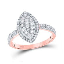 Load image into Gallery viewer, Radiant Rose Gold Marquise Diamond Cluster Ring - Alternate view 1 from Splendid Jewellery